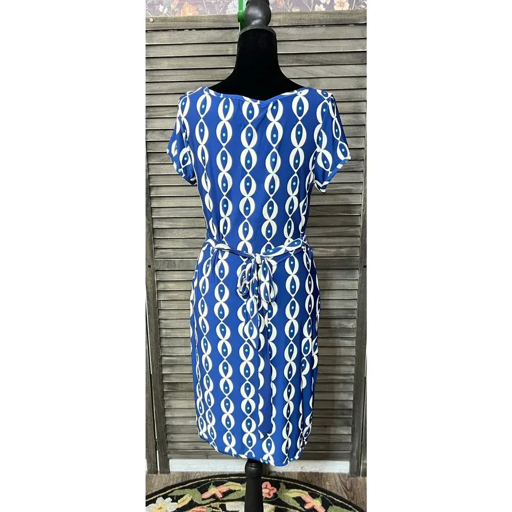 Leota Evil Eye Print Tie Waist Knee Length Dress Handmade NYC NWT Small - Picture 4 of 9
